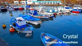  Presentation with port - Colorful slide set enhanced with cotillo port fisherboats in fuerteventura backdrop and a ocean colored foreground