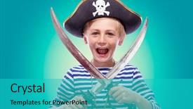  Presentation with pirate - Cool new theme with el filibusterismo - little pirate boy with cutlass backdrop and a teal colored foreground