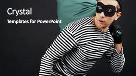  Presentation with bag - PPT theme having el filibusterismo - thief with bag isolated background and a dark gray colored foreground