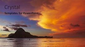  Presentation with island sunset - PPT theme enhanced with el nido bay and cadlao island at sunset palawan philippines background and a tawny brown colored foreground
