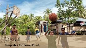  Presentation with poor village - Presentation theme featuring el-nido-philippines-jan-11 background and a coral colored foreground