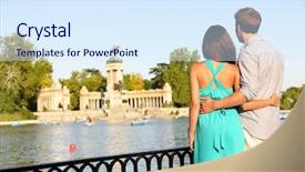  Presentation with romantic love - Presentation theme enhanced with el retiro park madrid background and a sky blue colored foreground