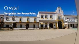  Presentation with pilgrimage - PPT theme having el-rocio background and a ocean colored foreground