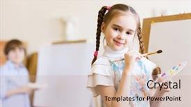  Presentation with paint brush brash and red - Colorful presentation enhanced with el talento - little cute girl with paint backdrop and a coral colored foreground