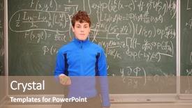  Presentation with blackboard - Beautiful PPT theme featuring elaborate - boy teenager stands near blackboard backdrop and a coral colored foreground