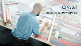  Presentation with studio flat - PPT theme enhanced with elaborate - directly above view of concentrated background and a sky blue colored foreground