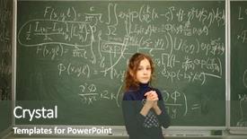  Presentation with pretty girl - Presentation theme having elaborate - pretty girl stands near blackboard background and a dark gray colored foreground