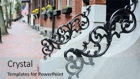  Presentation with hill - Presentation having elaborate - vintage railings beacon hill background and a light blue colored foreground