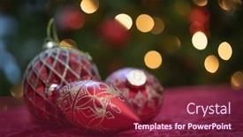  Presentation with christmas tree - PPT layouts with elaborate-christmas-ornaments-resting background and a violet colored foreground