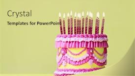  Presentation with pink birthday - Presentation theme having elaborate-pink-and-yellow-vintage background and a blonde colored foreground