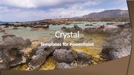  Presentation with sand - Cool new PPT theme with elafonissi beach with pink sand backdrop and a violet colored foreground