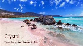  Presentation with footprints and sand beach - Audience pleasing presentation design consisting of elafonissi beach with pink sand backdrop and a lemonade colored foreground