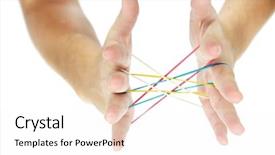  Presentation with band - Presentation theme consisting of elastic bands on hands isolated background and a white colored foreground