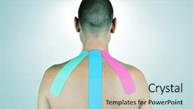  Presentation with therapeutic - Presentation design featuring elasticity - closeup of a young man background and a light blue colored foreground