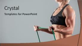  Presentation with stretching - PPT layouts enhanced with elasticity - cropped photo of female bodybuilder background and a light gray colored foreground