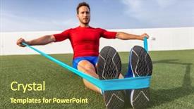  Presentation with resistance - Cool new presentation theme with elasticity - fitness man training arms backdrop and a tawny brown colored foreground