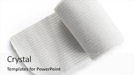  Presentation with roll - Slide deck featuring elasticity - medical bandage roll isolated background and a light gray colored foreground