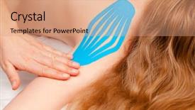  Presentation with kinesiology - Cool new PPT layouts with elasticity - physical therapist applying blue elastic backdrop and a coral colored foreground