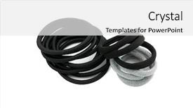  Presentation with grey black white - Beautiful PPT layouts featuring elasticity - pieces of hair elastics backdrop and a white colored foreground