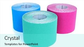  Presentation with therapeutic - Presentation theme featuring elasticity - some rolls of elastic therapeutic background and a arctic colored foreground