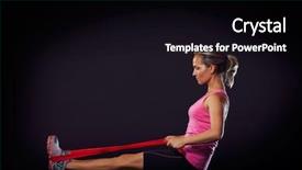  Presentation with fitness - Beautiful presentation theme featuring elasticity - young woman exercising with elastic backdrop and a  colored foreground