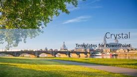  Presentation with earth land - Presentation theme having elbe-embankment-overlooking-the-famous background and a light blue colored foreground