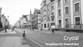  Presentation with black - Audience pleasing slide deck consisting of elblag in black and white backdrop and a gray colored foreground