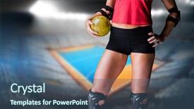  Presentation with handball - Slides with elbow pad holding handball background and a ocean colored foreground