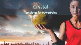  Presentation with handball - Theme consisting of elbow pad holding handball background and a ocean colored foreground