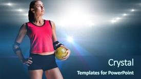  Presentation with athlete - Slides enhanced with elbow pad holding handball background and a ocean colored foreground