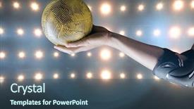  Presentation with composite - Slides having elbow pad holding handball background and a ocean colored foreground