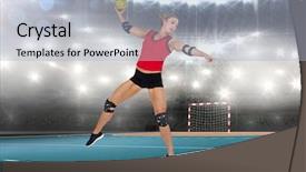  Presentation with handball - Slide deck consisting of elbow pad throwing handball background and a light blue colored foreground