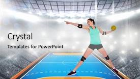  Presentation with handball - Colorful theme enhanced with elbow pad throwing handball backdrop and a light gray colored foreground