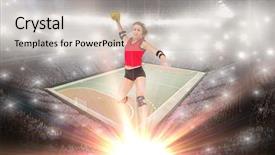  Presentation with athlete - Amazing PPT layouts having elbow pad throwing handball backdrop and a soft green colored foreground