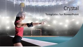 Presentation with athlete - Beautiful presentation featuring elbow pad throwing handball backdrop and a light blue colored foreground