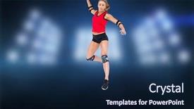  Presentation with athlete - PPT layouts enhanced with elbow pad throwing handball background and a navy blue colored foreground