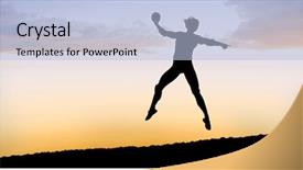  Presentation with handball - Presentation theme having elbow pad throwing handball background and a  colored foreground