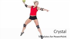  Presentation with handball - Theme enhanced with elbow pad throwing handball background and a white colored foreground