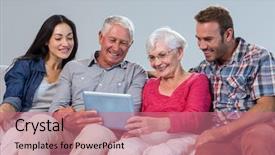  Presentation with sermon family - Slide deck with elder law - happy family sitting on sofa background and a  colored foreground