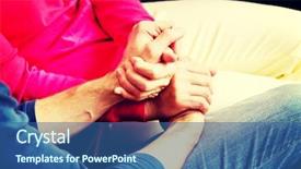  Presentation with holding hands - PPT theme consisting of elder law - mother and son sitting background and a  colored foreground