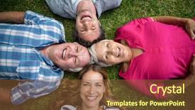  Presentation with multitasking career family - Presentation design consisting of elder law - smiling family lying background and a tawny brown colored foreground