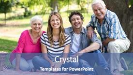  Presentation with smiling paramedic sitting in ambulance - PPT theme featuring elder law - smiling family sitting background and a ocean colored foreground