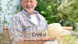  Presentation with outdoors - Beautiful PPT theme featuring elder people - portrait of senior man outdoors backdrop and a  colored foreground