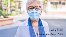 Presentation with hair - PPT layouts featuring elder-senior-woman-with-grey background and a light blue colored foreground
