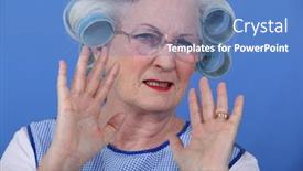  Presentation with upset - Slide deck having elder-upset-with-curlers background and a teal colored foreground