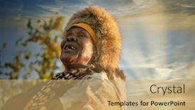  Presentation with africa - Audience pleasing PPT layouts consisting of elder-woman-from-southern-africa backdrop and a coral colored foreground