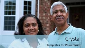  Presentation with home black family - Amazing presentation theme having elderly african americans - family together outside their home backdrop and a light blue colored foreground