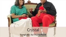  Presentation with crochet - Audience pleasing slides consisting of elderly african americans - laughing senior couple sitting backdrop and a lemonade colored foreground