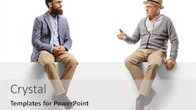  Presentation with elderly - Presentation theme with elderly-and-younger-man-sitting background and a light gray colored foreground