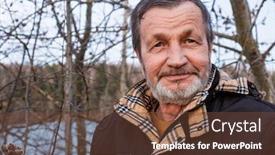  Presentation with elderly - Slide set with elderly-bearded-man-outdoors background and a tawny brown colored foreground